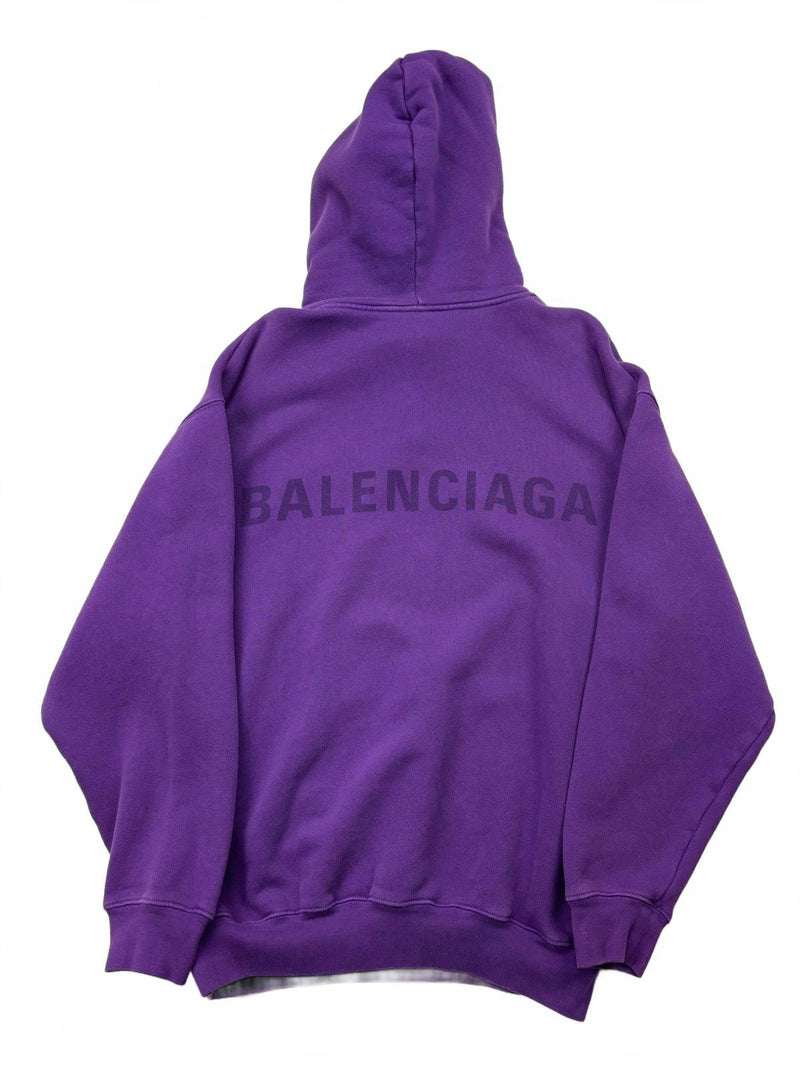 Balenciaga Purple Logo Oversized Hoodie