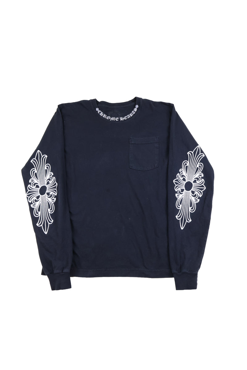 Chrome Hearts Neck Horseshoe Logo Long Sleeve Tee