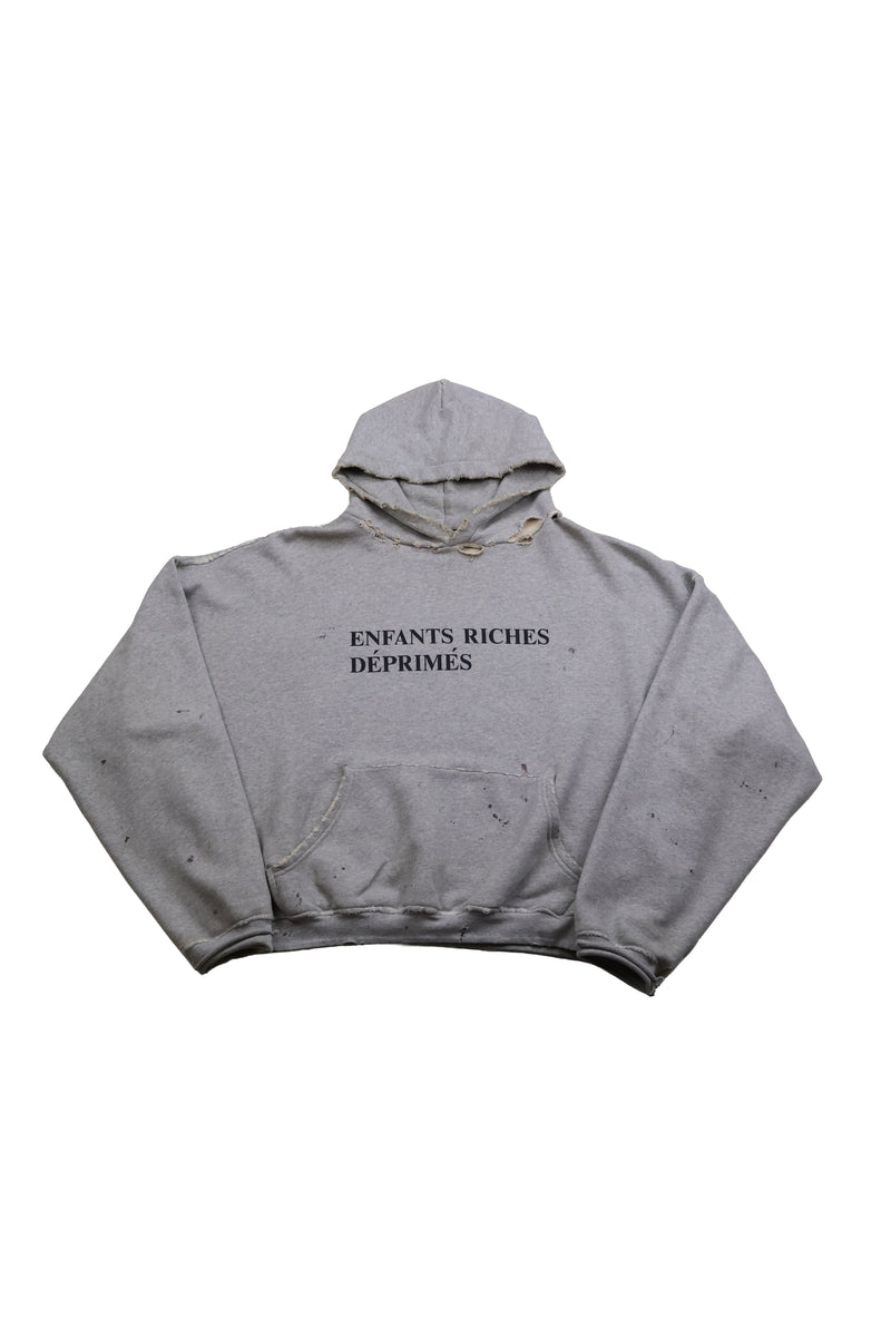 ERD Classic Logo Grey Distressed Hoodie