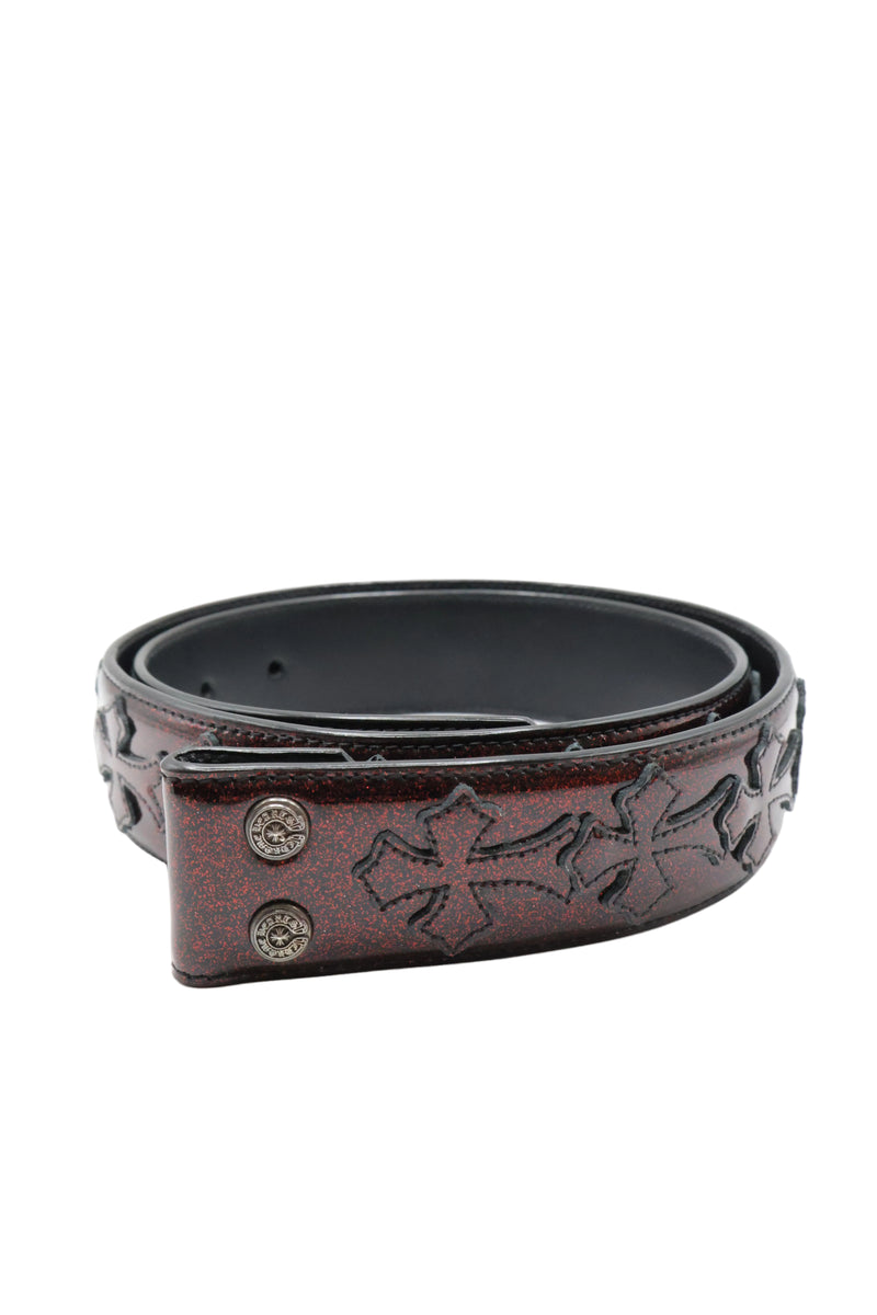 Starry Red Galaxy Glitter Patch Belt Strap