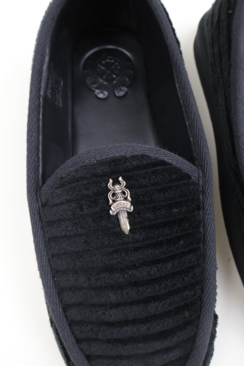 Corduroy Dagger Embellished Loafers