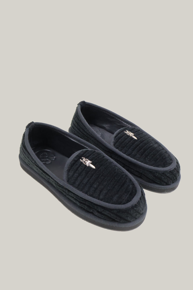 Corduroy Dagger Embellished Loafers