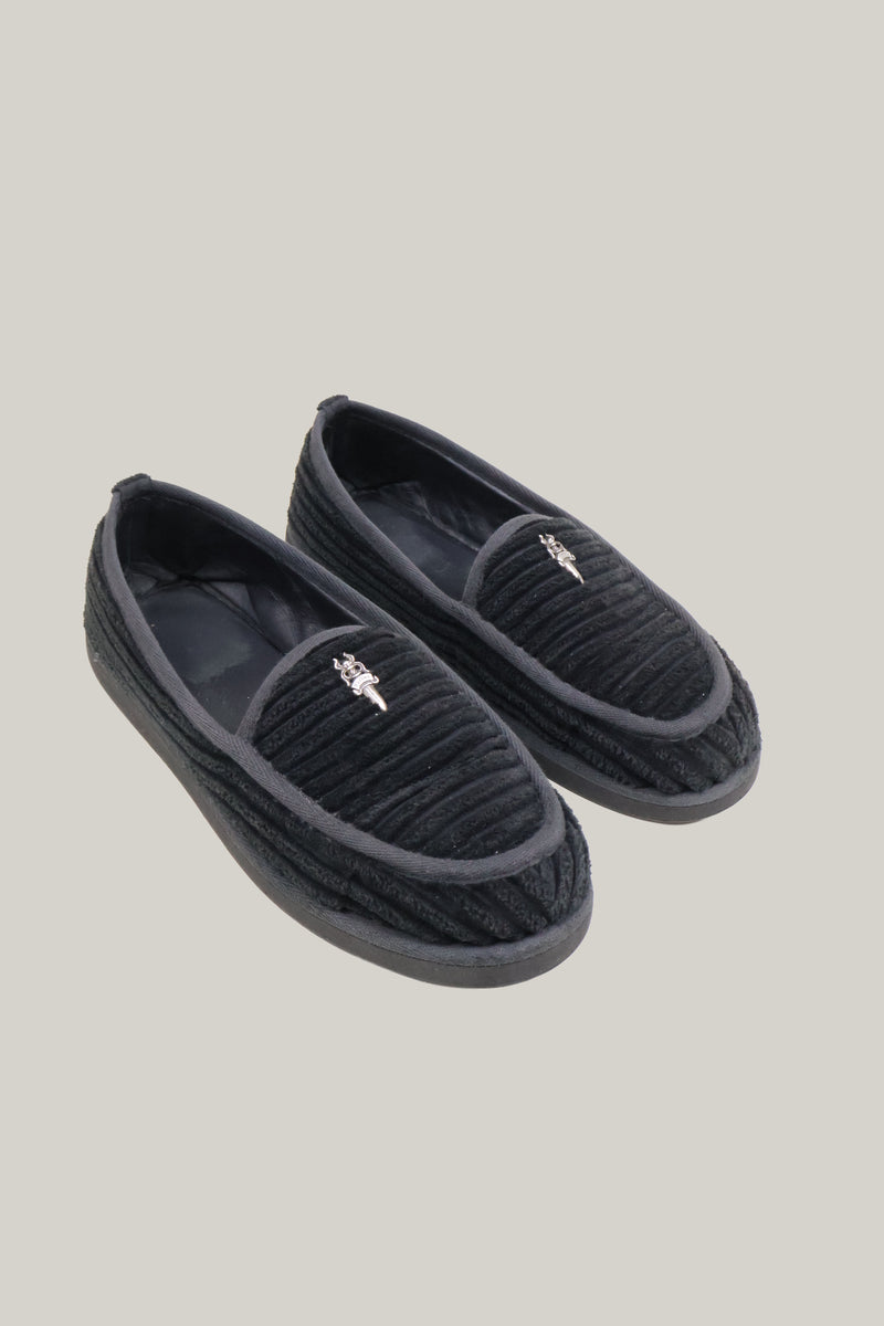 Corduroy Dagger Embellished Loafers