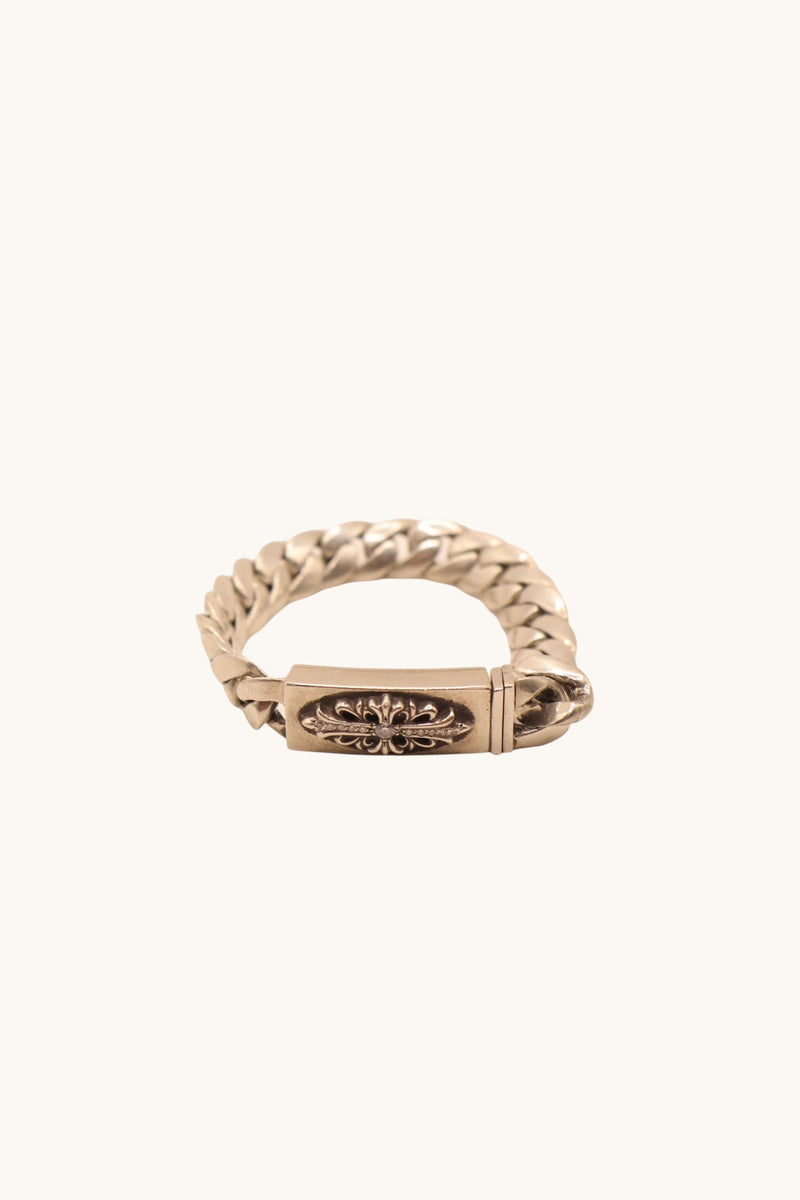 Diamond Floral Cross Mini ID Bracelet