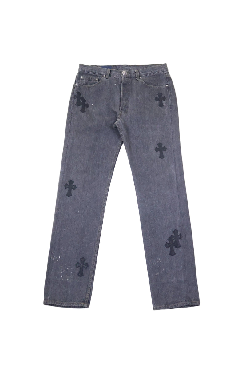 Grey Levi's 501 Cross Patch Jeans