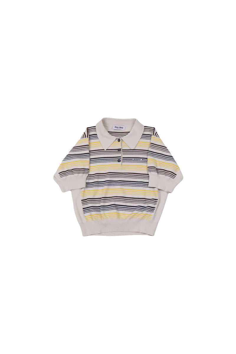 Miu Miu Striped Knit Polo Shirt