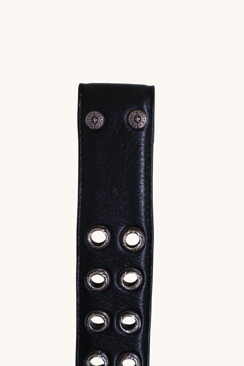 Double Studded Black Leather Belt