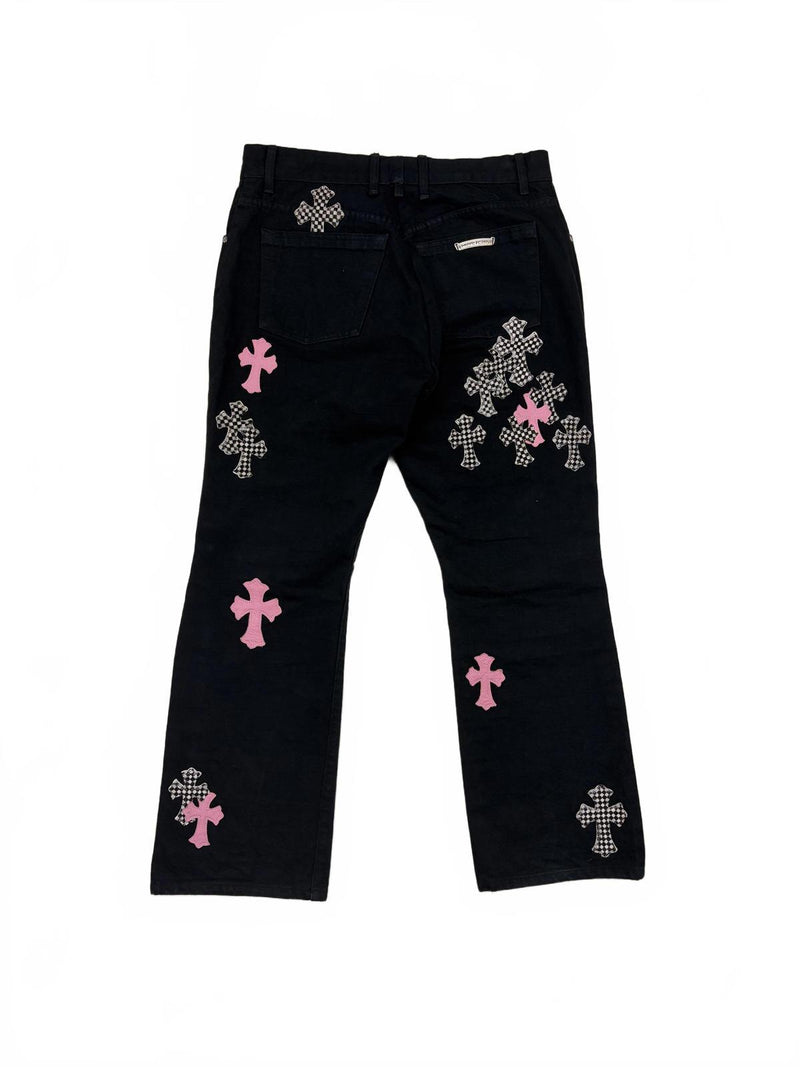 Pink Zebra Cross Patch Fleur Knee Jeans