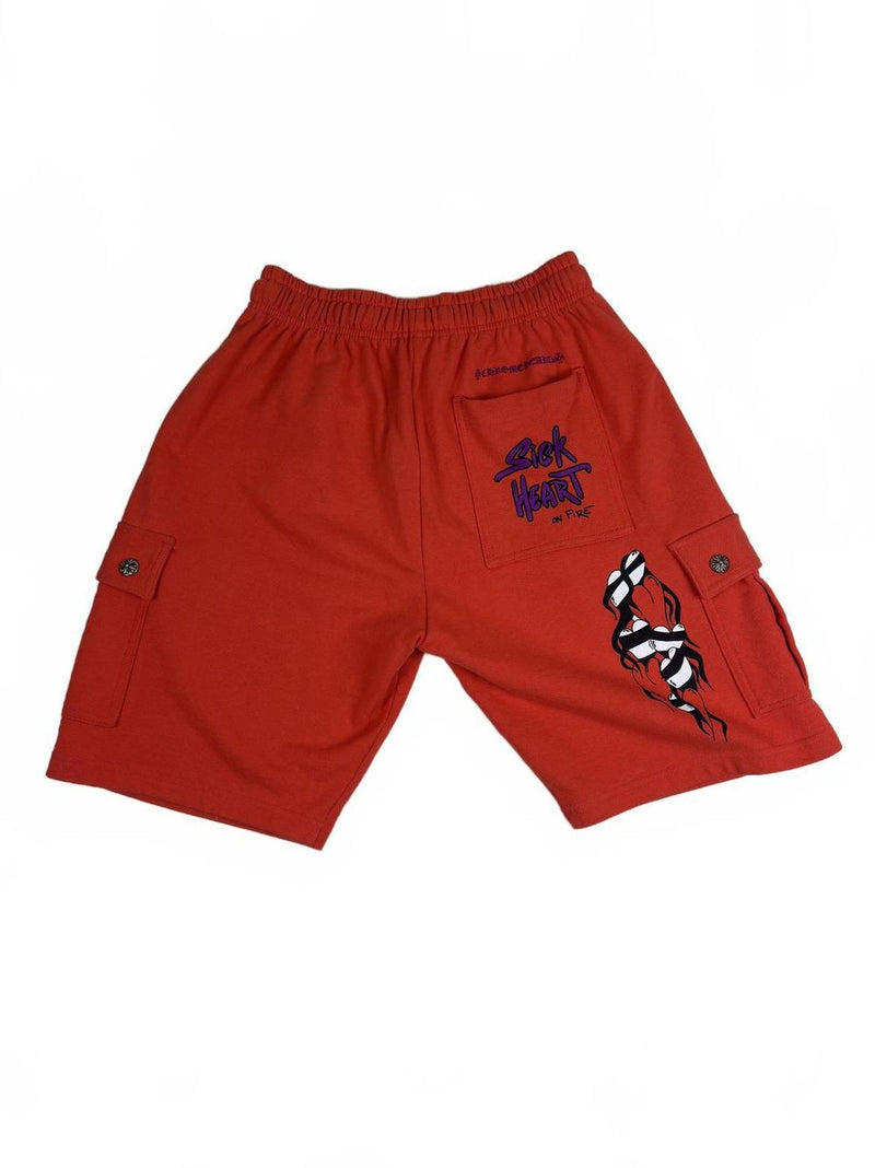 Chrome Hearts Matty Boy Sick Heart on Fire Sweatshorts
