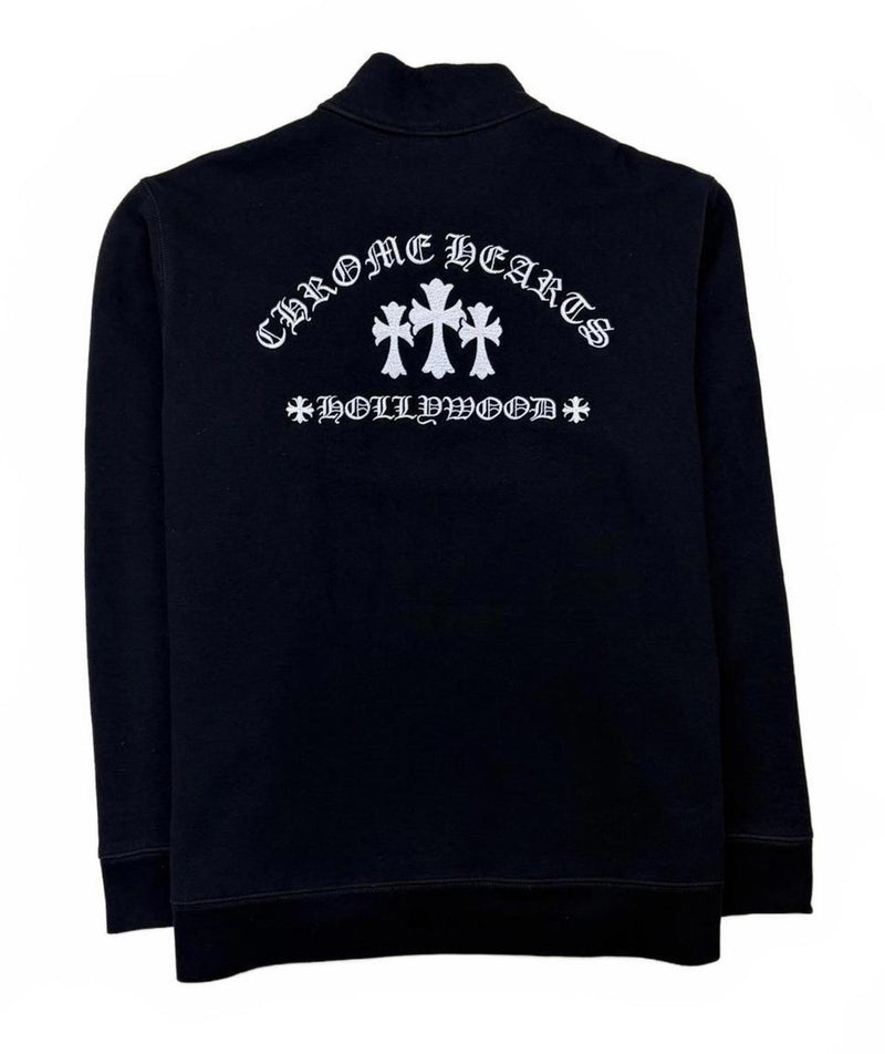 Chrome Hearts Black Embroidered Triple Cross Quarter Zip