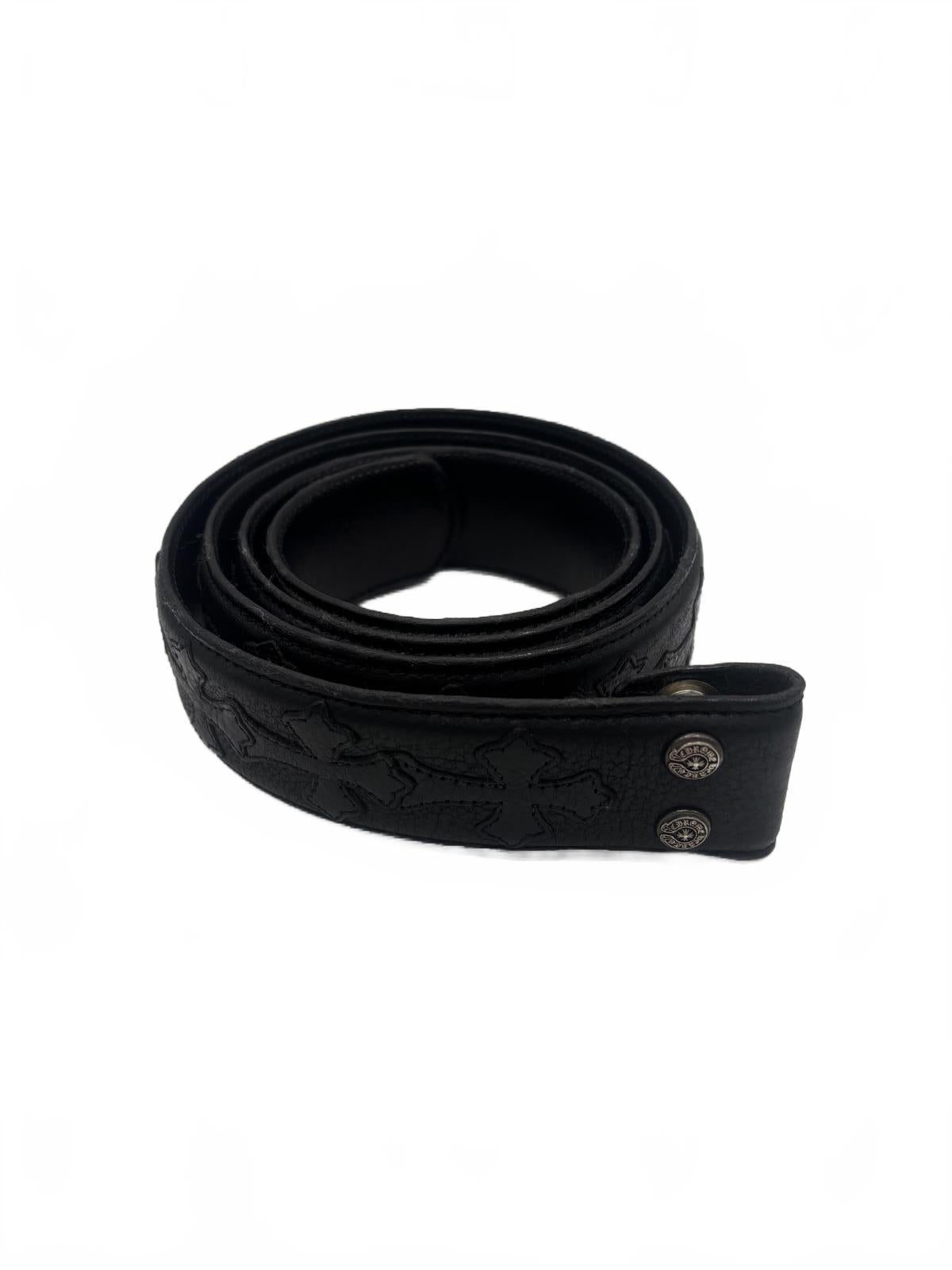 Chrome Hearts Black Leather Patch Belt Strap
