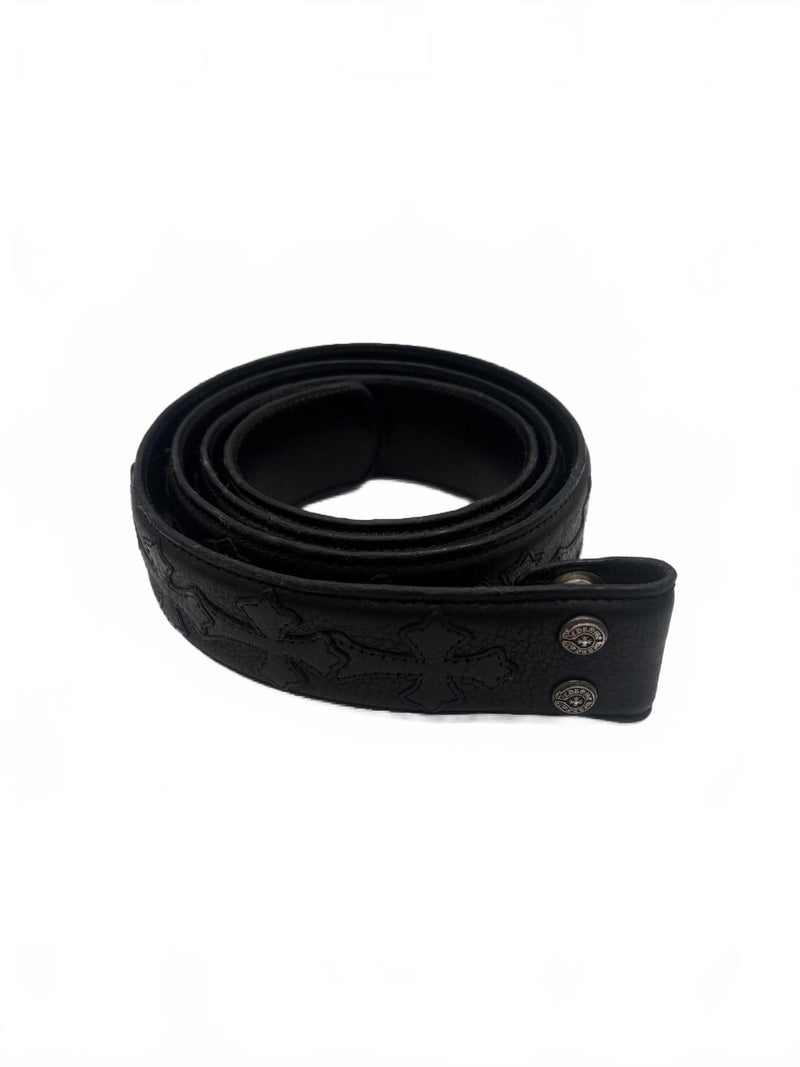 Chrome Hearts Black Leather Patch Belt Strap
