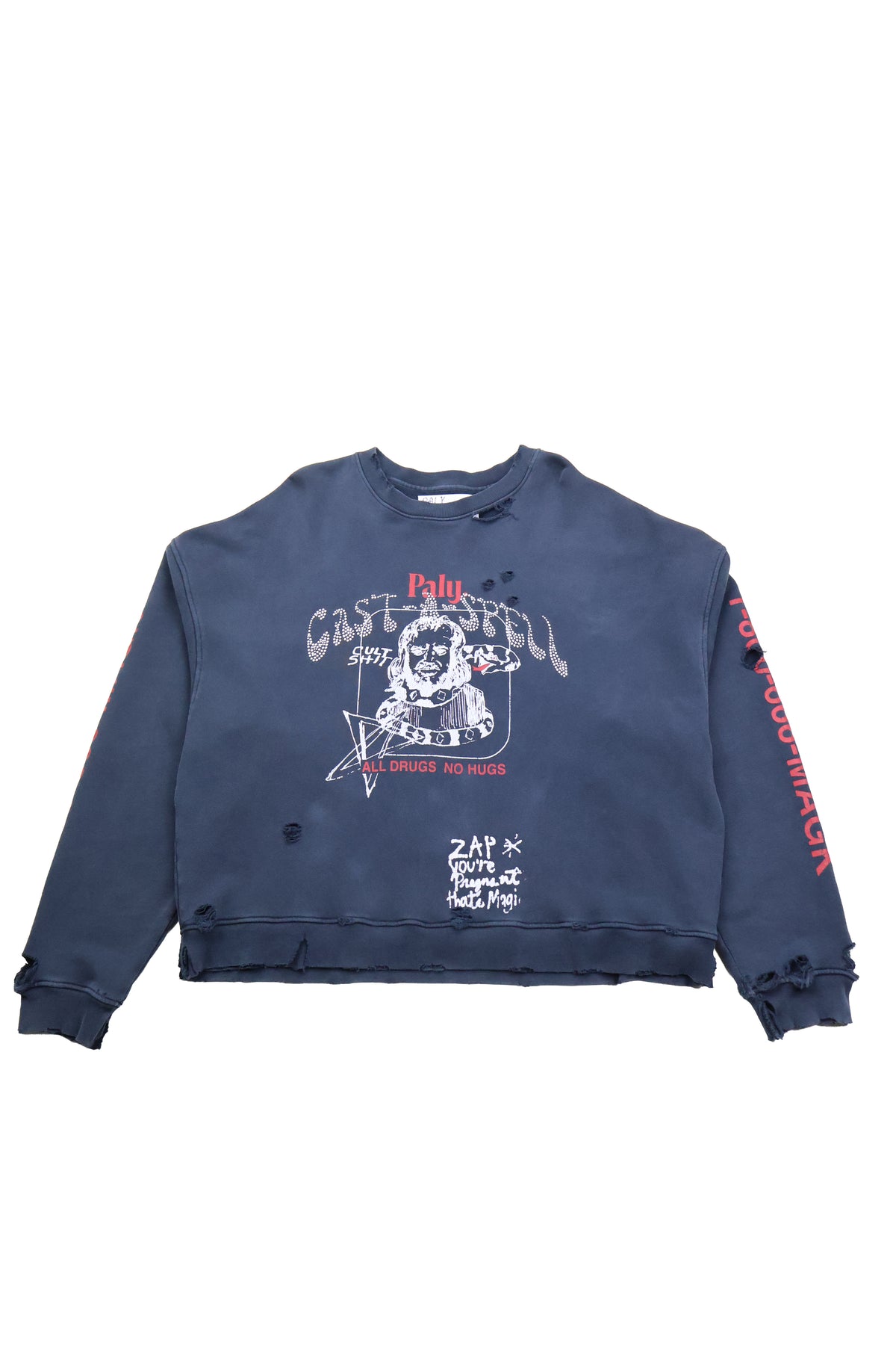 Paly Hollywood All Drugs No Hugs Crewneck