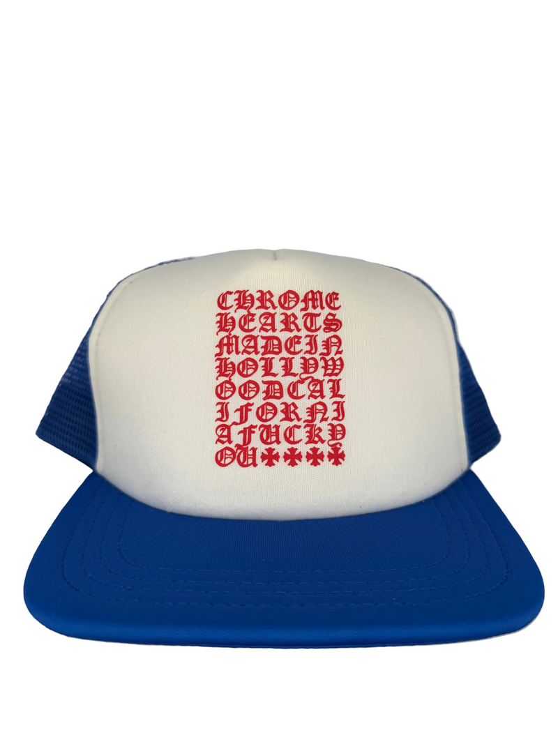 Chrome Hearts Blue Eyechart Trucker Hat