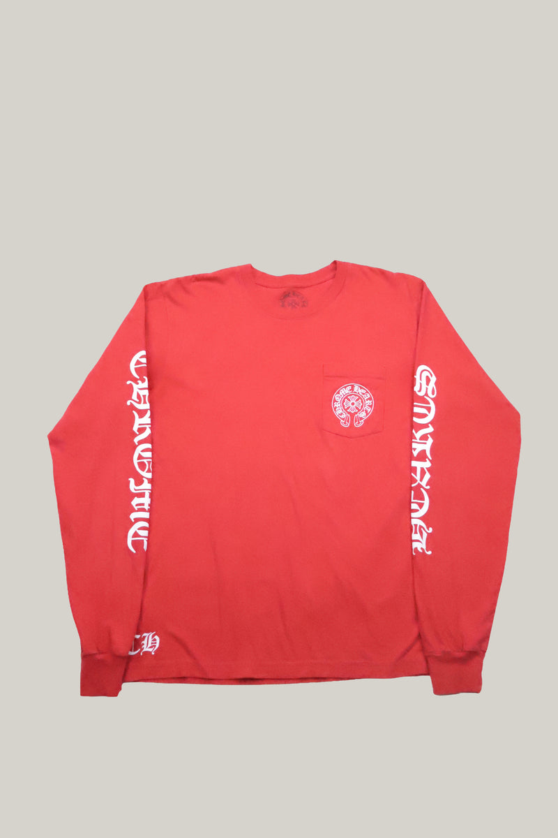 Chrome Hearts Red Scroll Long Sleeve Tee