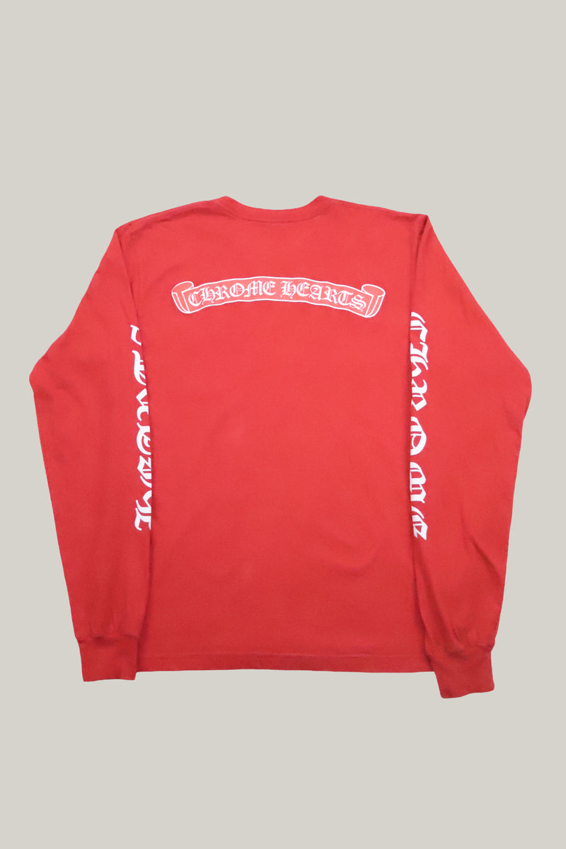 Chrome Hearts Red Scroll Long Sleeve Tee