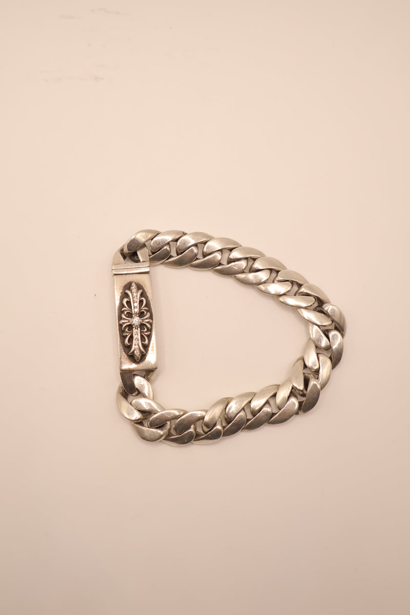 Mini Floral Cross ID Diamond Bracelet