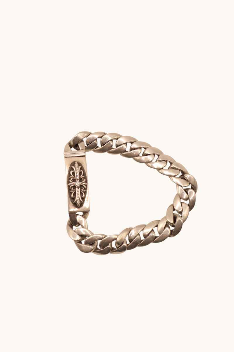Diamond Floral Cross Mini ID Bracelet