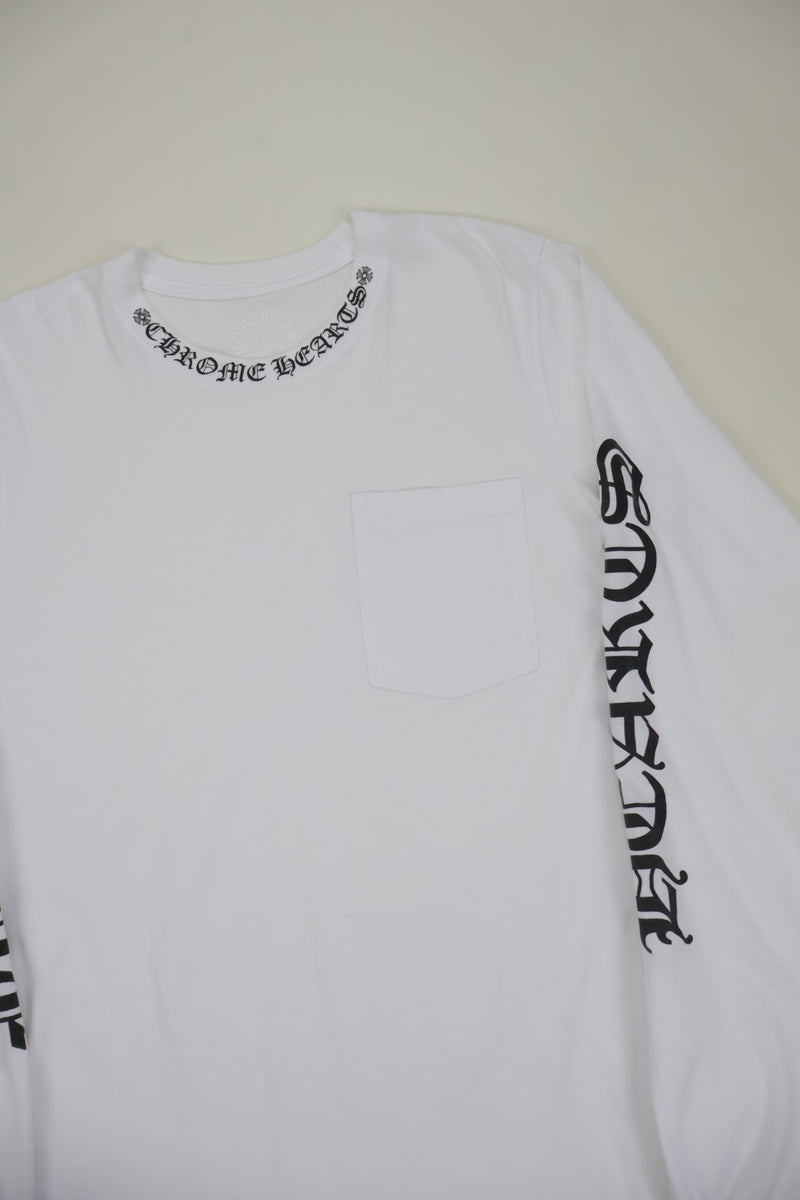 White Black Neck Logo Long Sleeve
