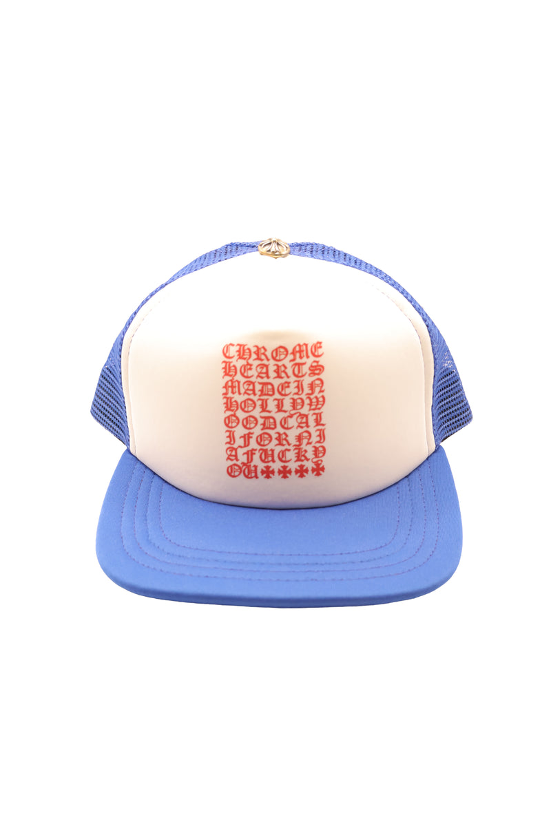 Chrome Hearts Blue Eyechart Trucker Hat