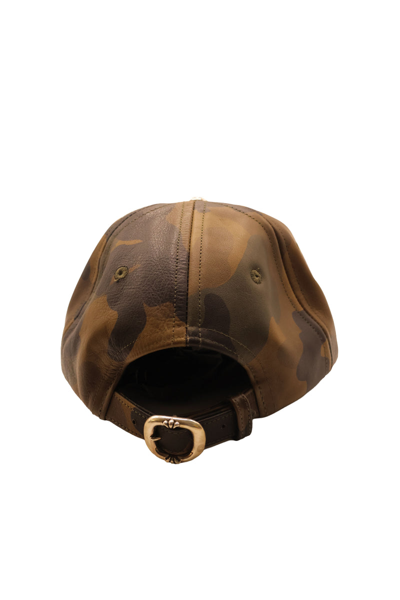 Camo Green Silver Embellished Star Patch Leather Hat