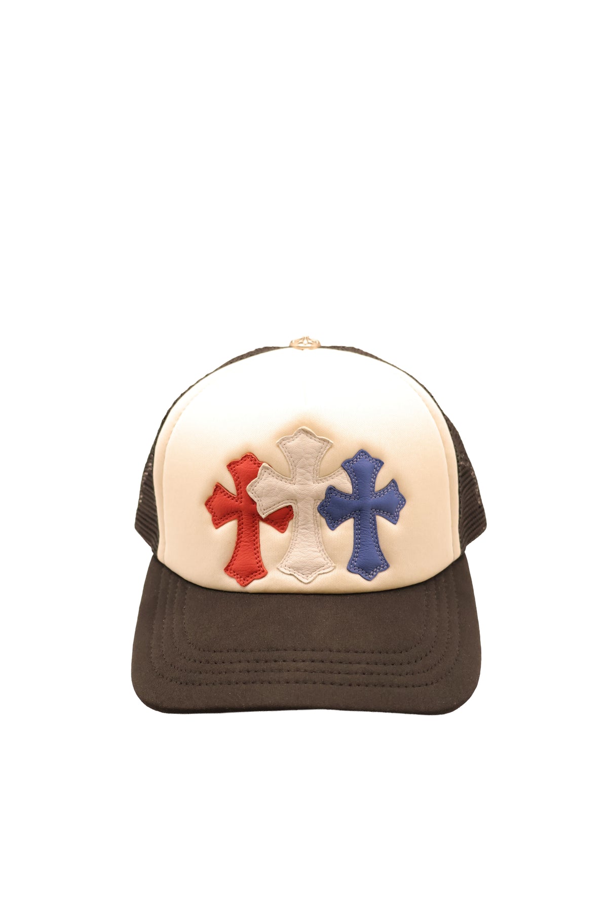 CEMETERY CROSS PATCH RED WHITE BLUE TRUCKER HAT