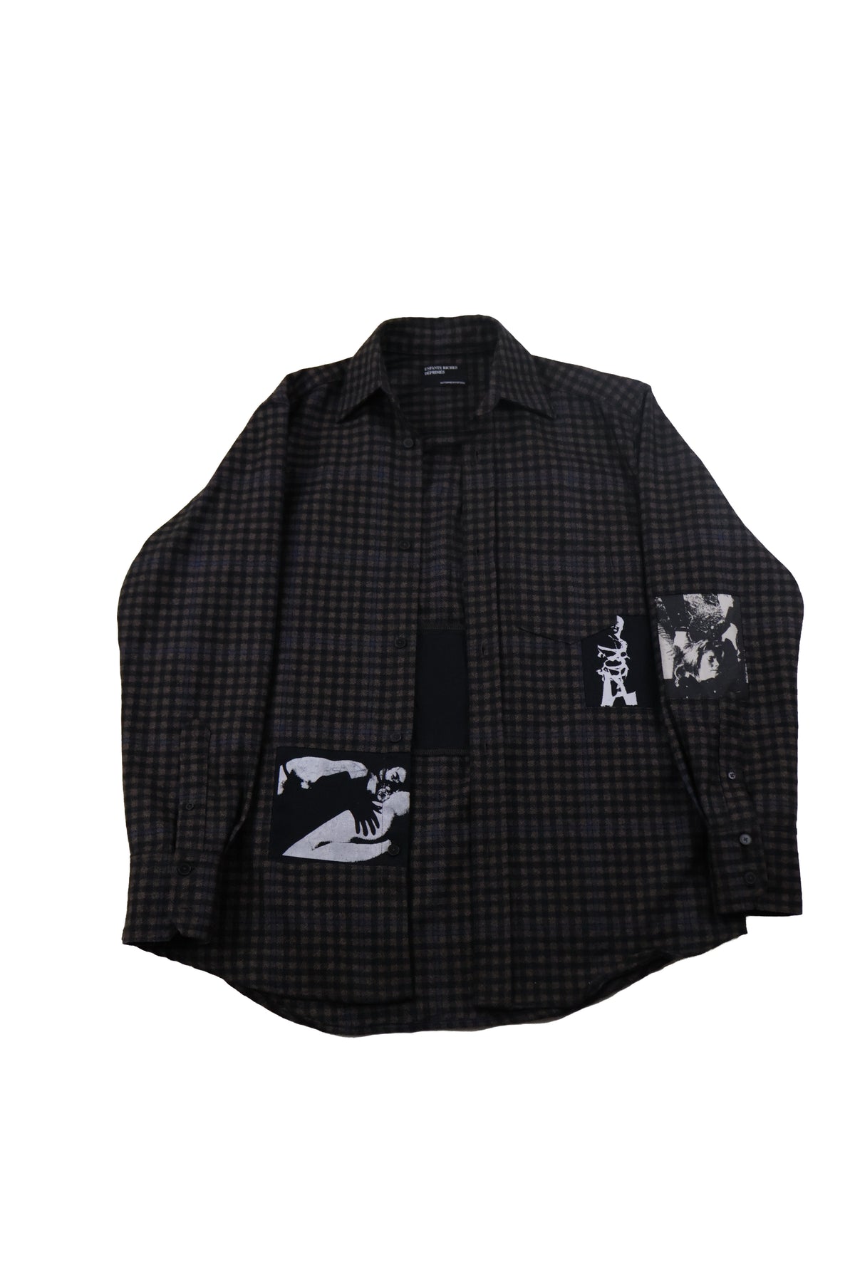 ERD Brown Black Assemblage Patchwork Flannel Shirt
