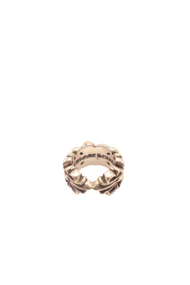 Double Floral Cross Heart Ring