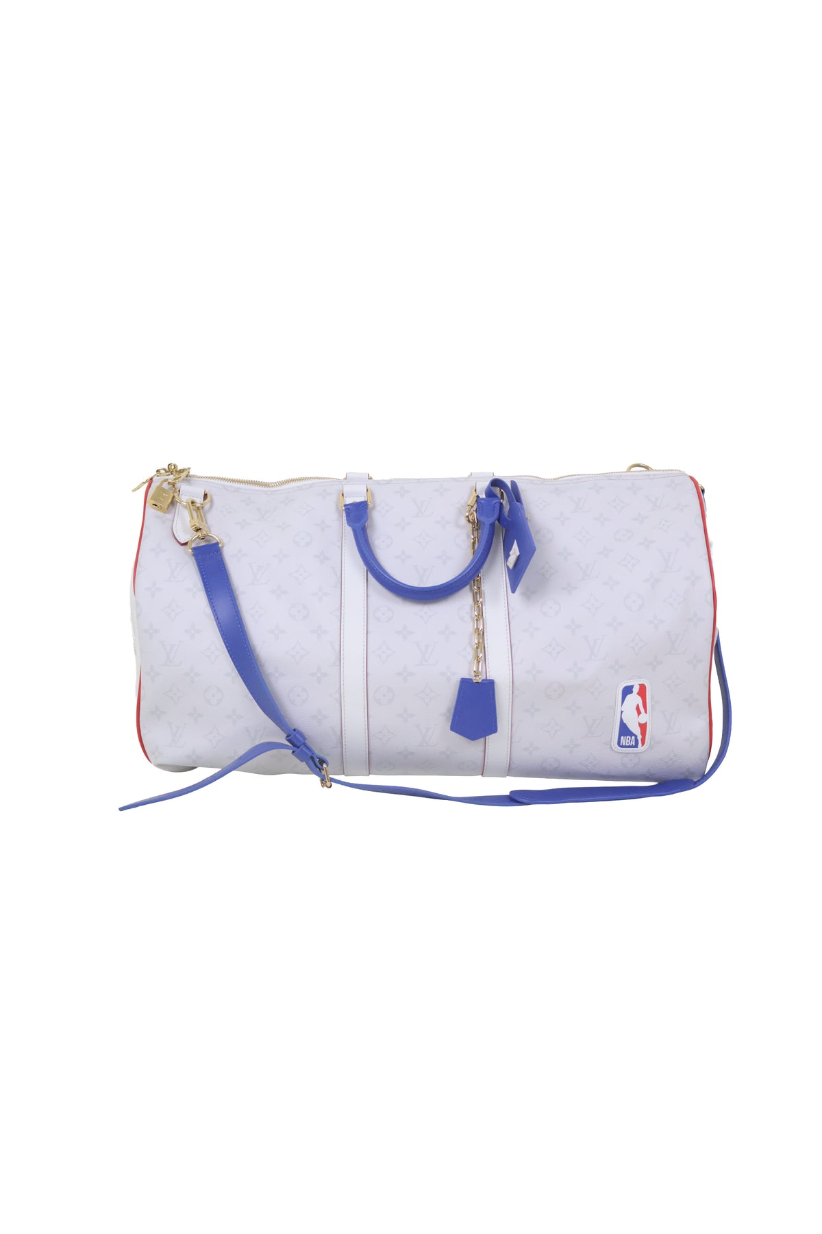 LV x NBA Monogram 55 Keepall Leather White Bag