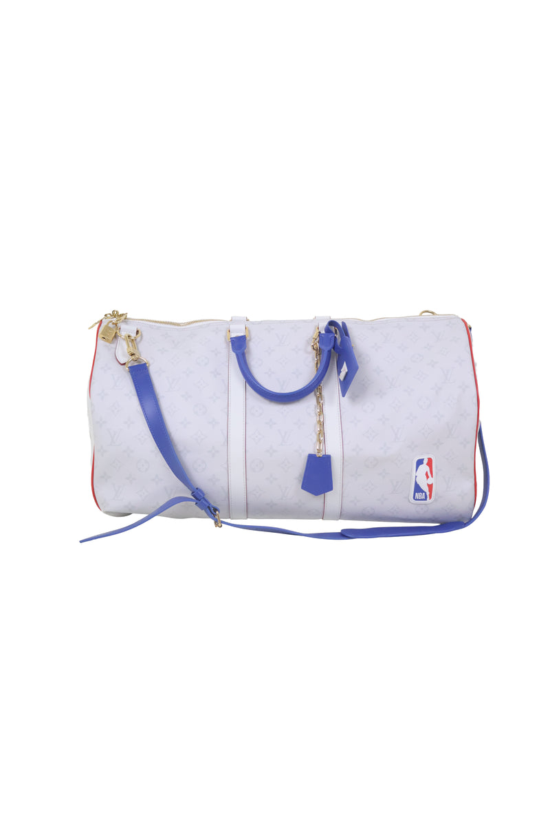 LV x NBA Monogram 55 Keepall Leather White Bag