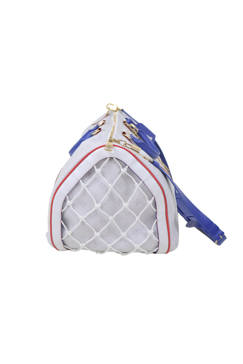 LV x NBA Monogram 55 Keepall Leather White Bag