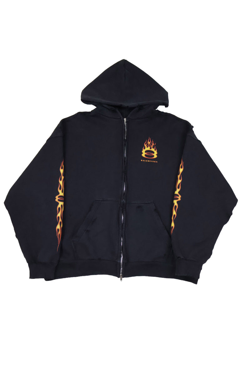 Balenciaga Flame Logo Unity Zip Up Hoodie