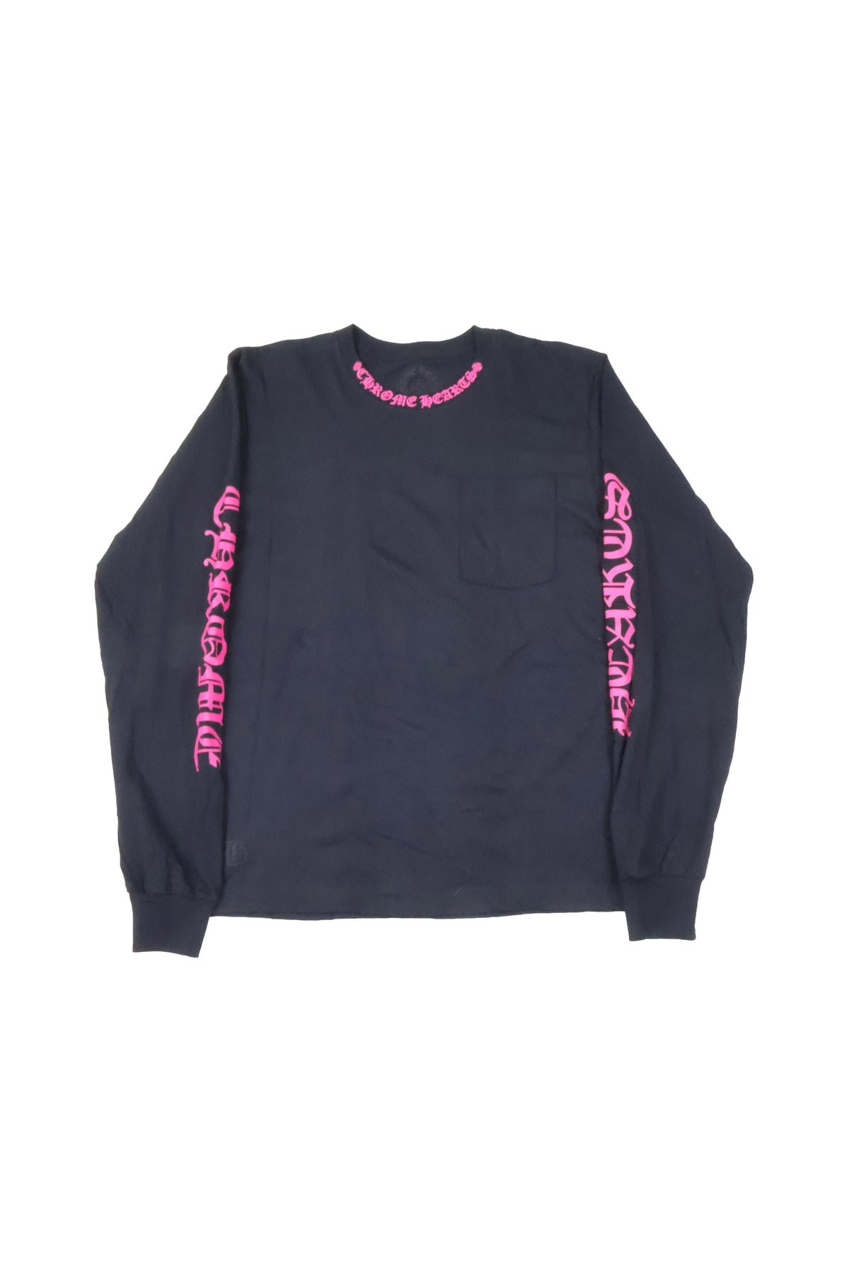 Hot Pink Neck Logo Longsleeve Tee
