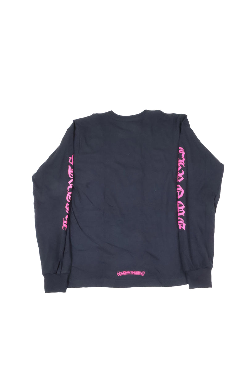 Hot Pink Neck Logo Longsleeve Tee