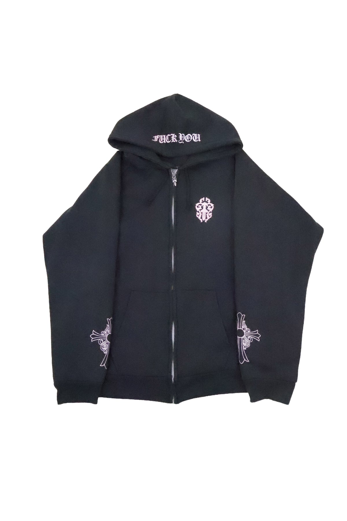 Vintage Thermal Lined Dagger Fuck You Zip Up Hoodie