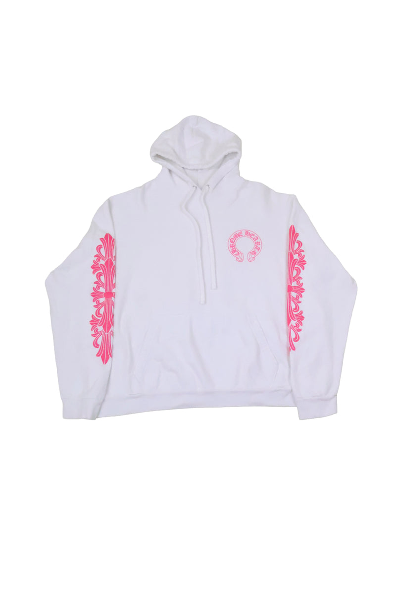Horseshoe Floral Pink White Hoodie