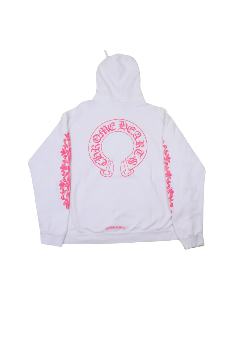 Horseshoe Floral Pink White Hoodie