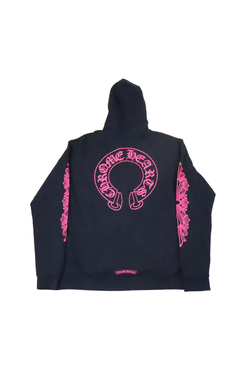 Pink Floral Horseshoe Zip Up Hoodie