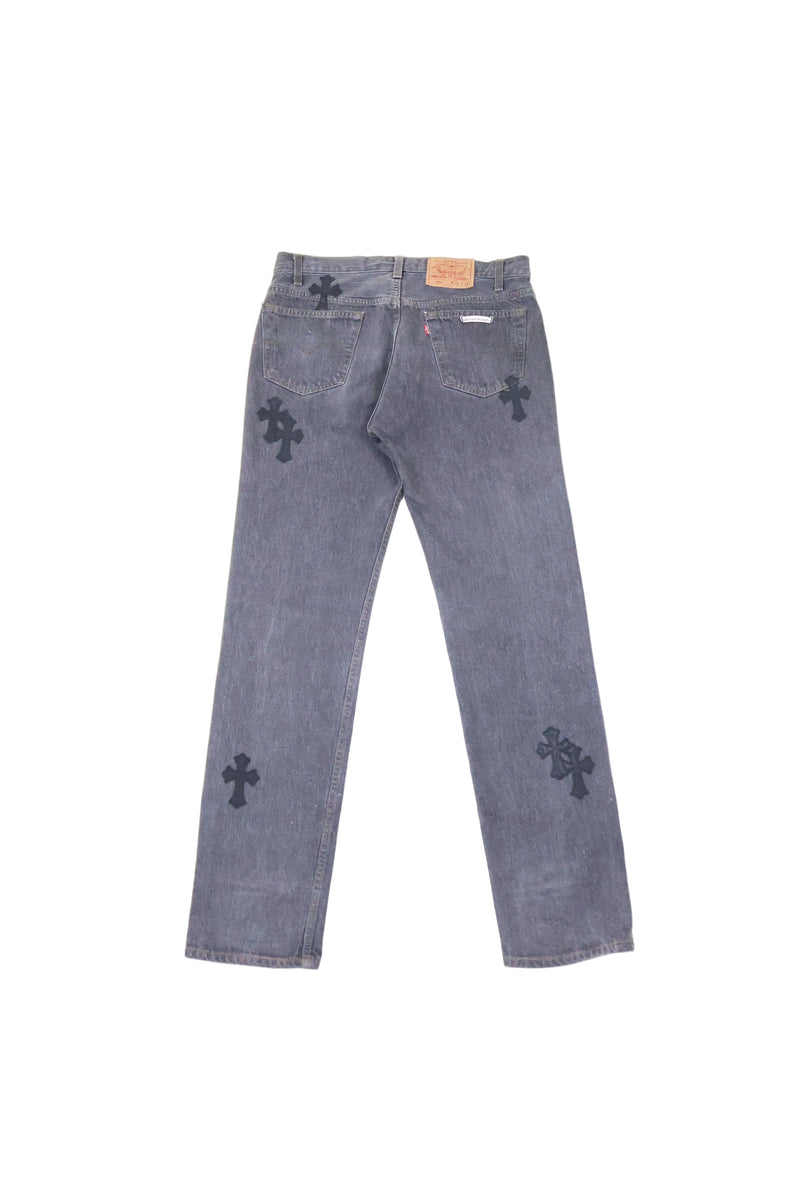 Grey Levi's 501 Cross Patch Jeans