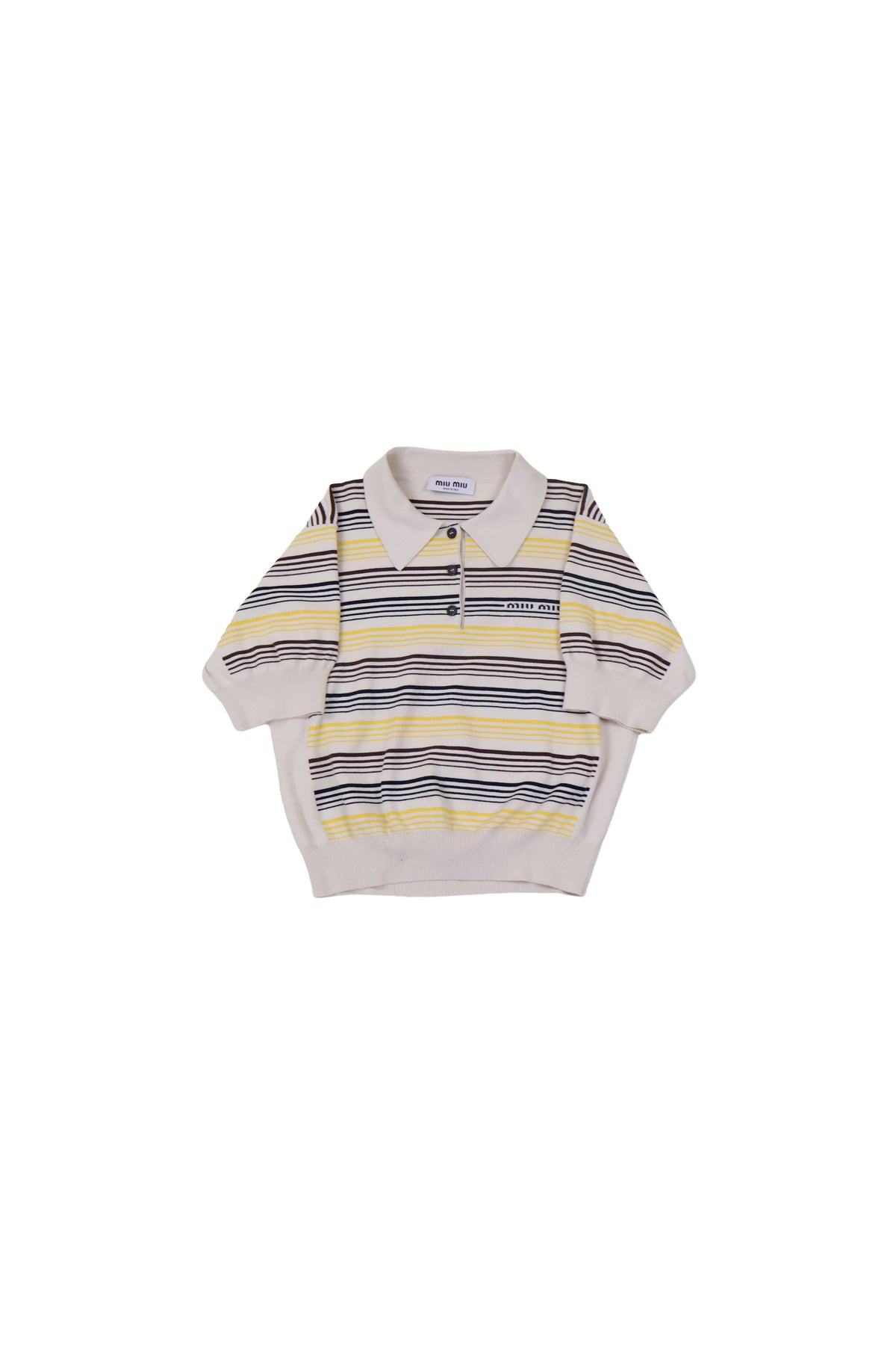 Miu Miu Striped Knit Polo Shirt