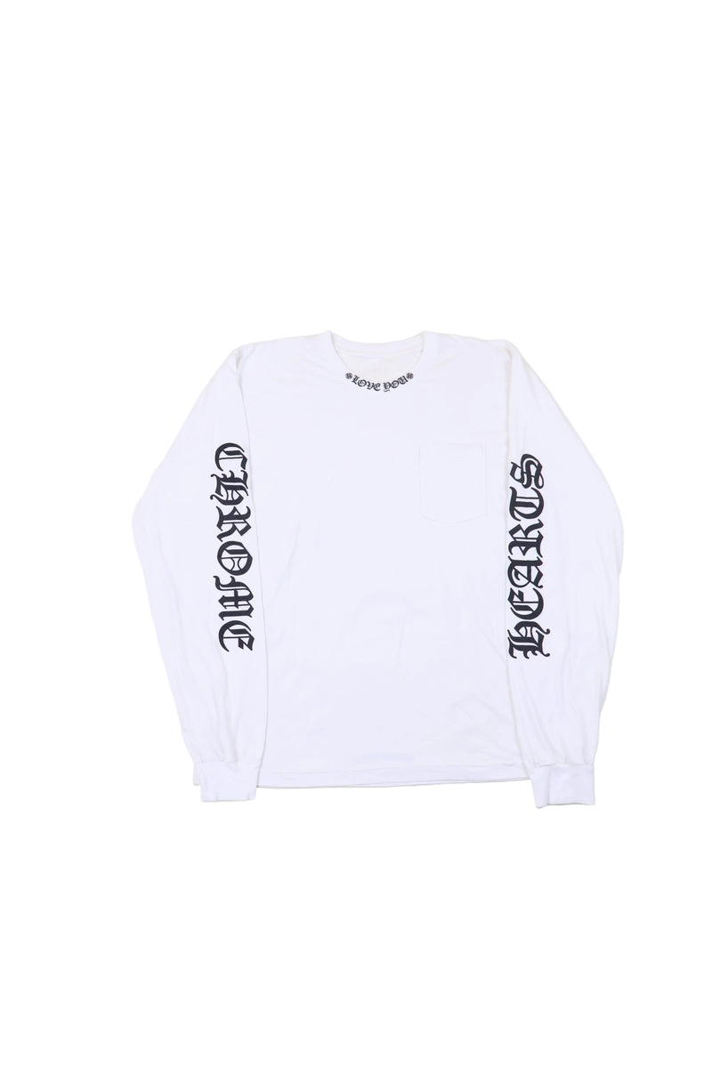 Neck Logo Love You White Long Sleeve T shirt