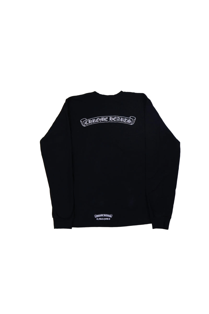 Scroll Logo Fuck You Black Long Sleeve T Shirt