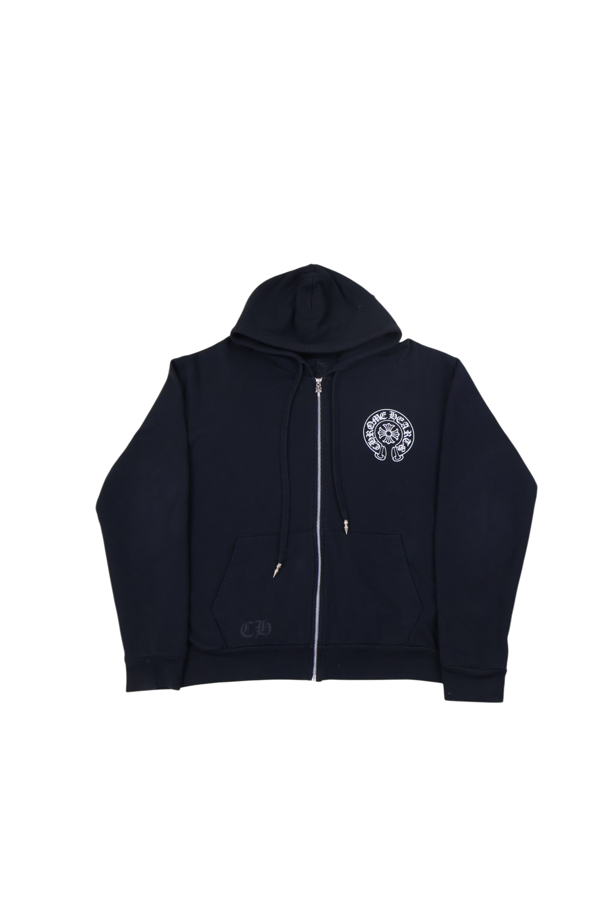 Los Angeles Horseshoe Zip Up Hoodie Silver Embellished