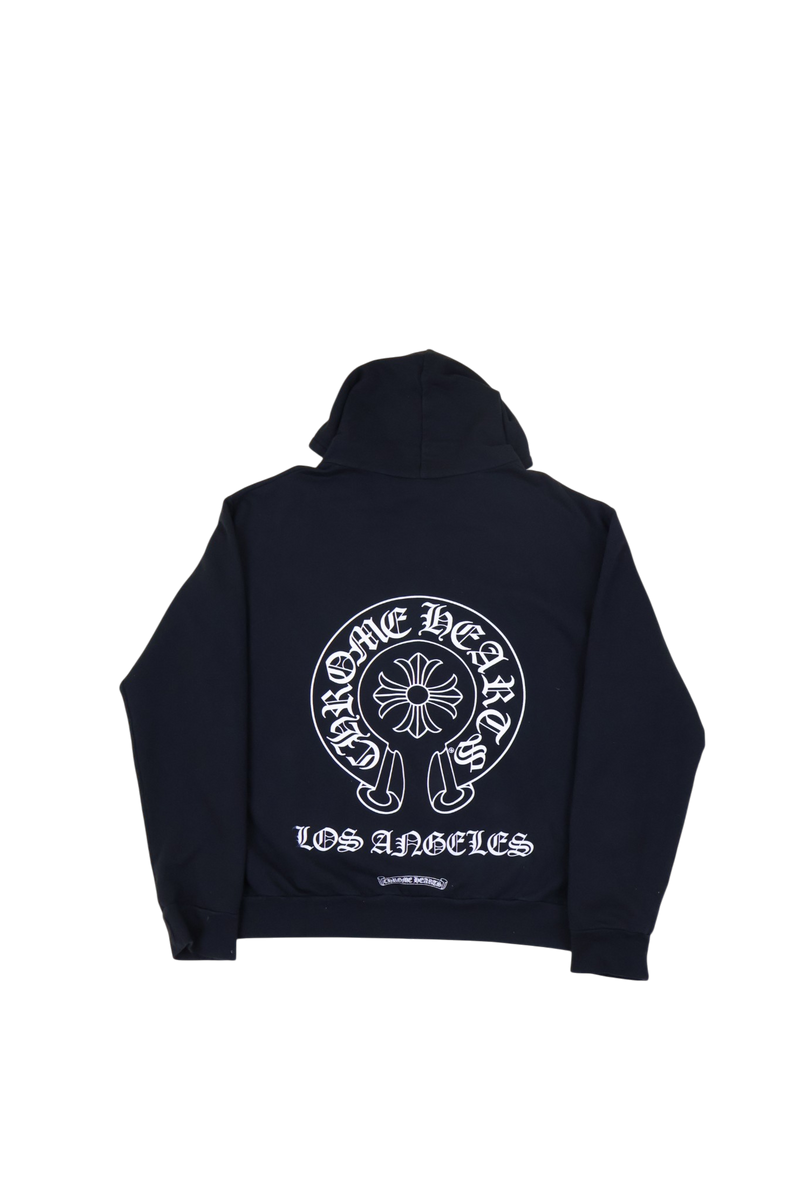 Los Angeles Horseshoe Zip Up Hoodie Silver Embellished