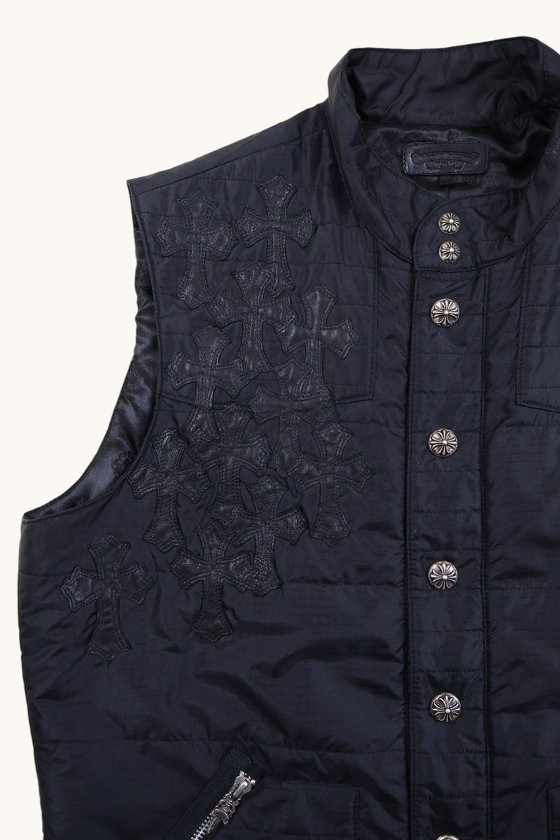 Flooded Cross Patch Button Up Nylon Vest