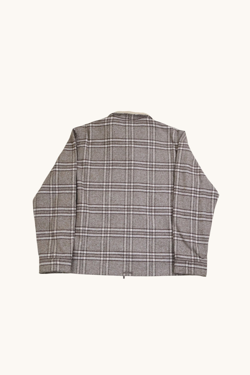Shearling Collar Zip Up FLannel Jacket
