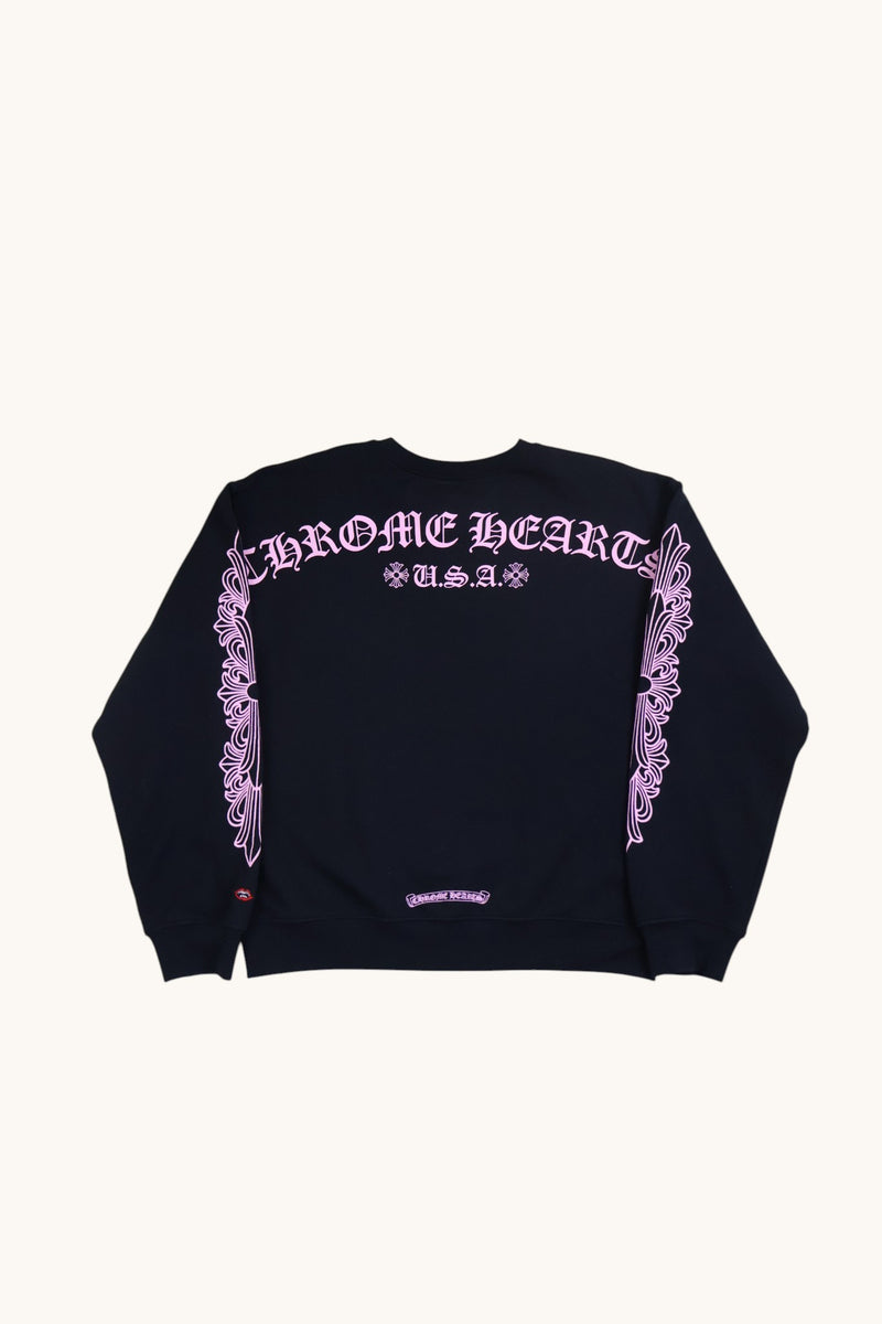 matty boy pink black floral crewneck
