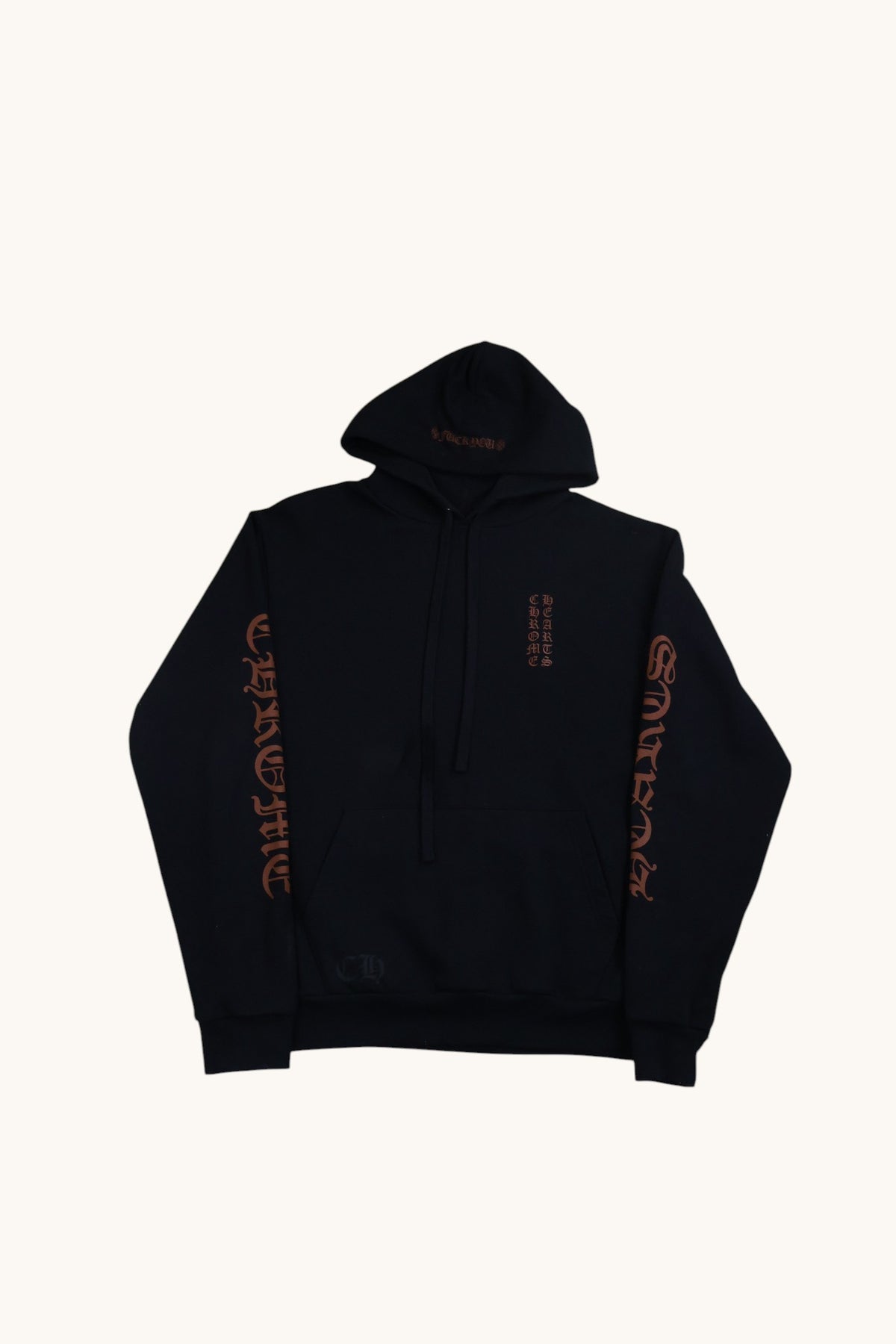 Brown Vertical Logo Hoodie