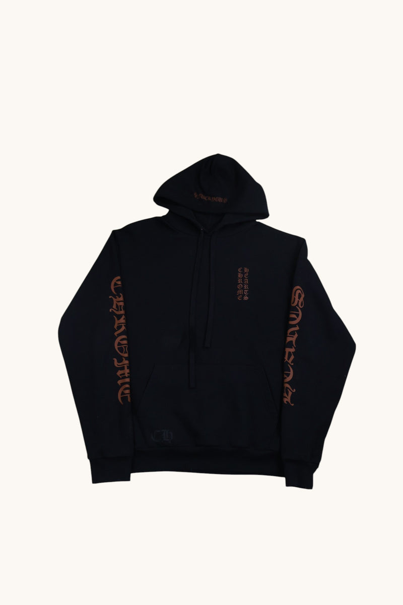 Brown Vertical Logo Hoodie