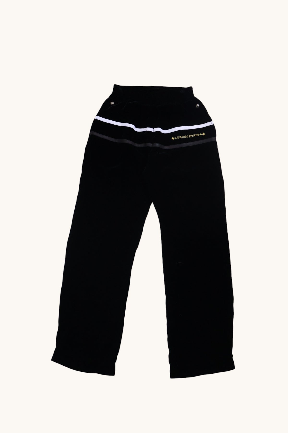 Embroidered Leather Velvet Track Sweatpants